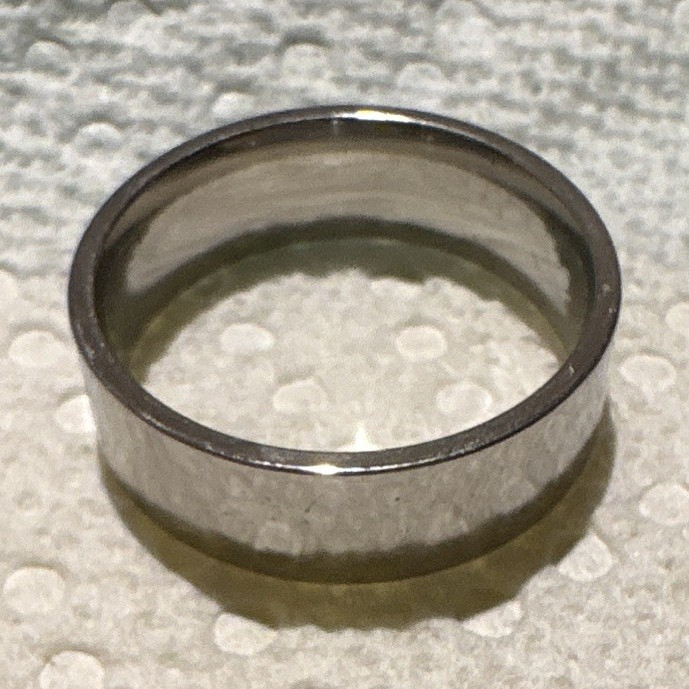 Silver-Tone Metal Plain Band Ring, Band Style, Stainless Steel, Size 13