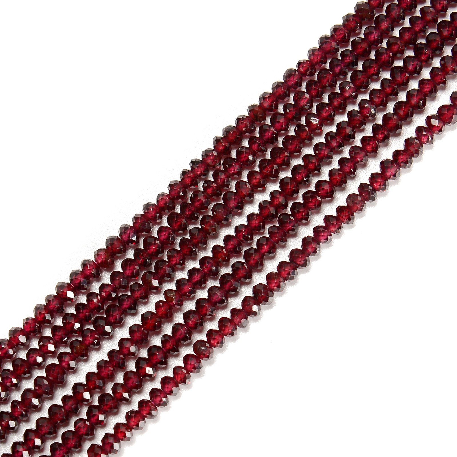 Natural Red Garnet Faceted Rondelle Beads Size 2.5x4mm 15.5” Strand