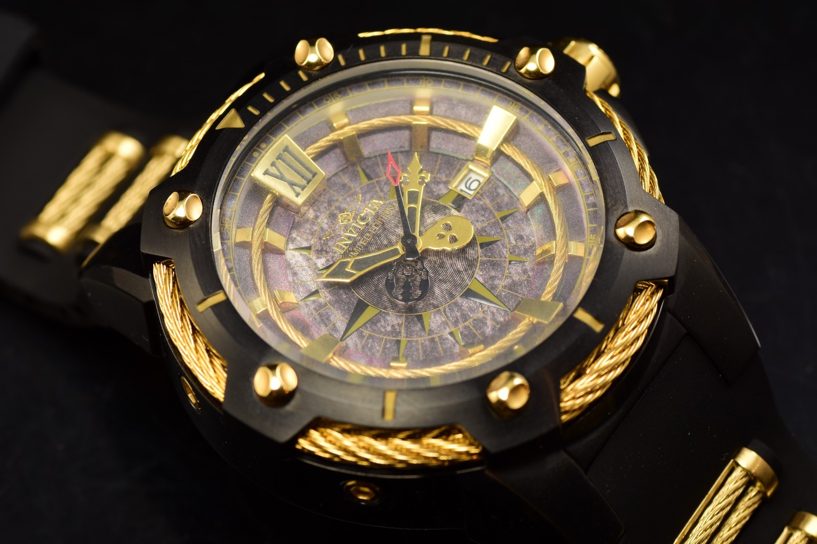 NEW Invicta Men’s Racing 44mm Quartz Blue/Black Tone Leather Strap SS Watch
