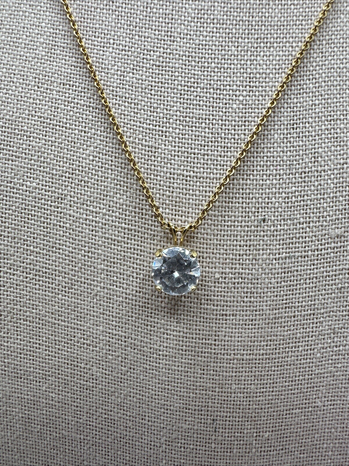 1/20 14k Gold Filled 7.7mm Cubic Zirconia Solitaire Necklace 16”