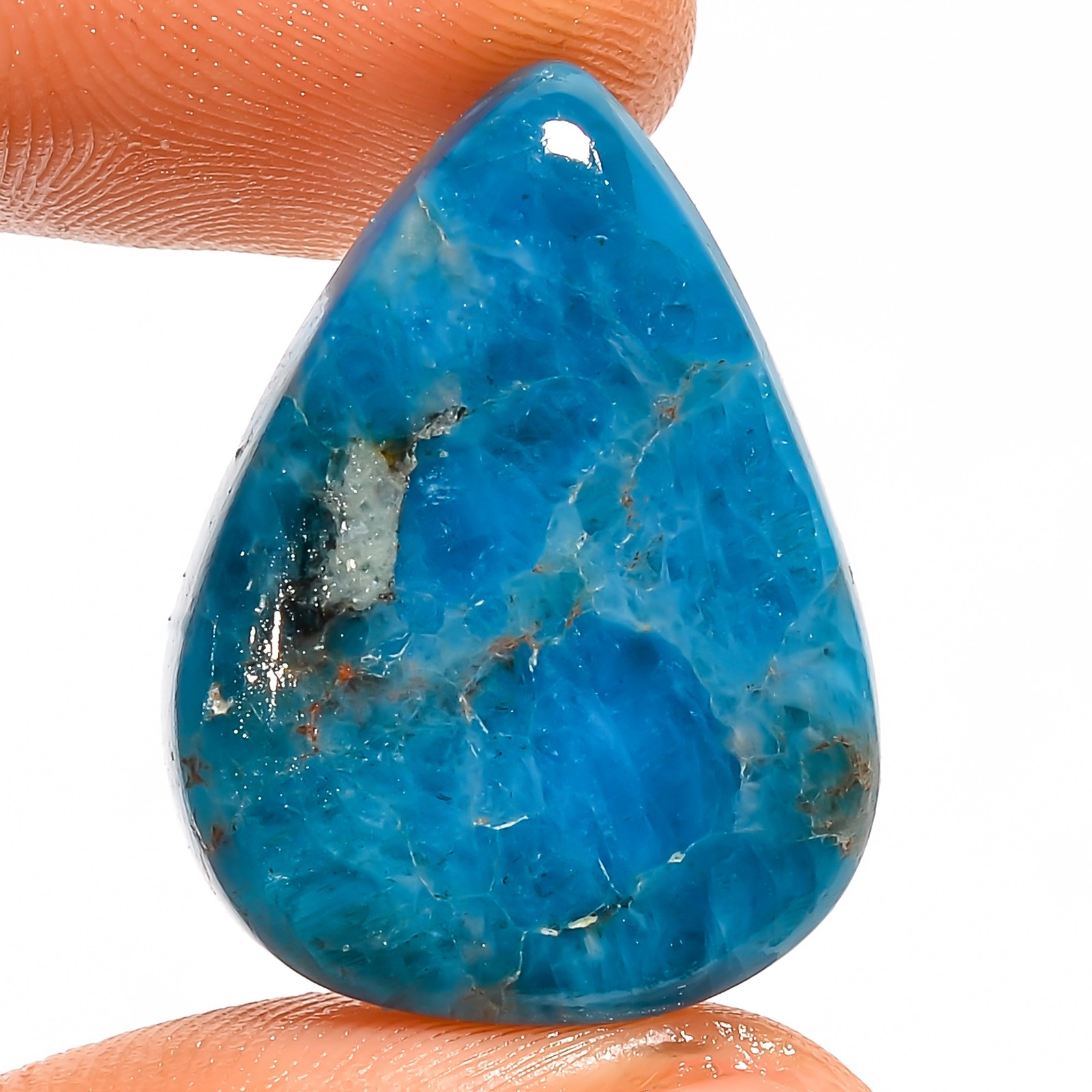 100% Natural Neon Blue Apatite Pear Cabochon Gemstone 28 Ct. 23X18X6 mm UG-5477