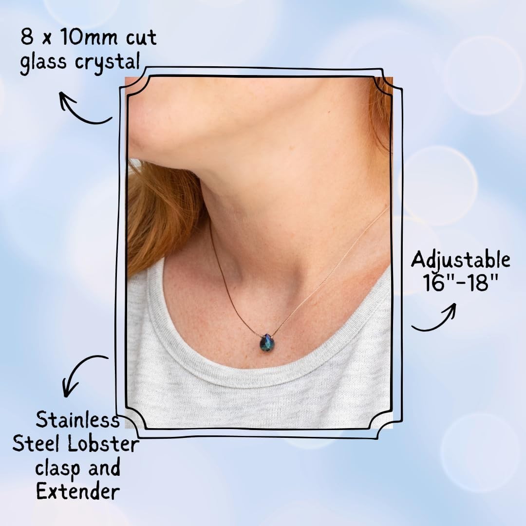 Motivational Handmade Necklace with Teardrop Crystal Pendant – 16-18 Inches