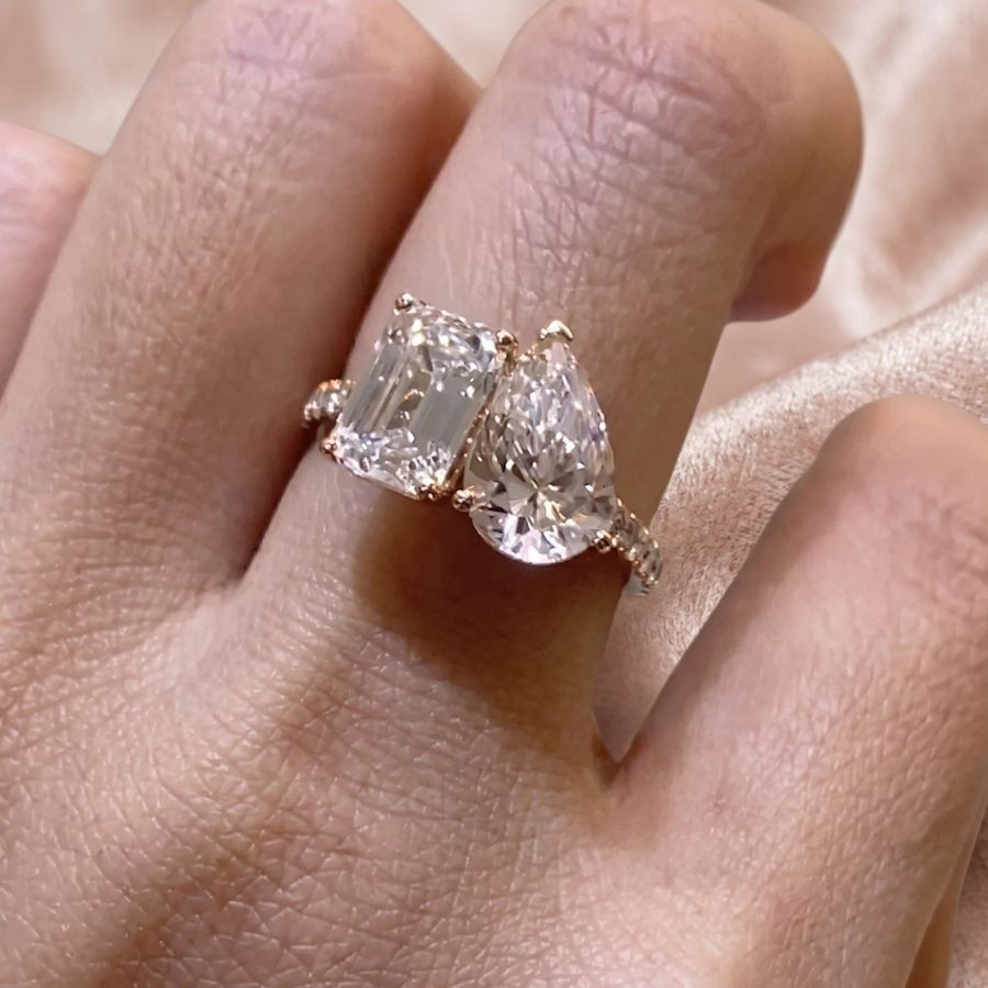 3 Ct Emerald-Cut VS1 Lab Grown Diamond Wedding Engagement Ring 14k Yellow Gold