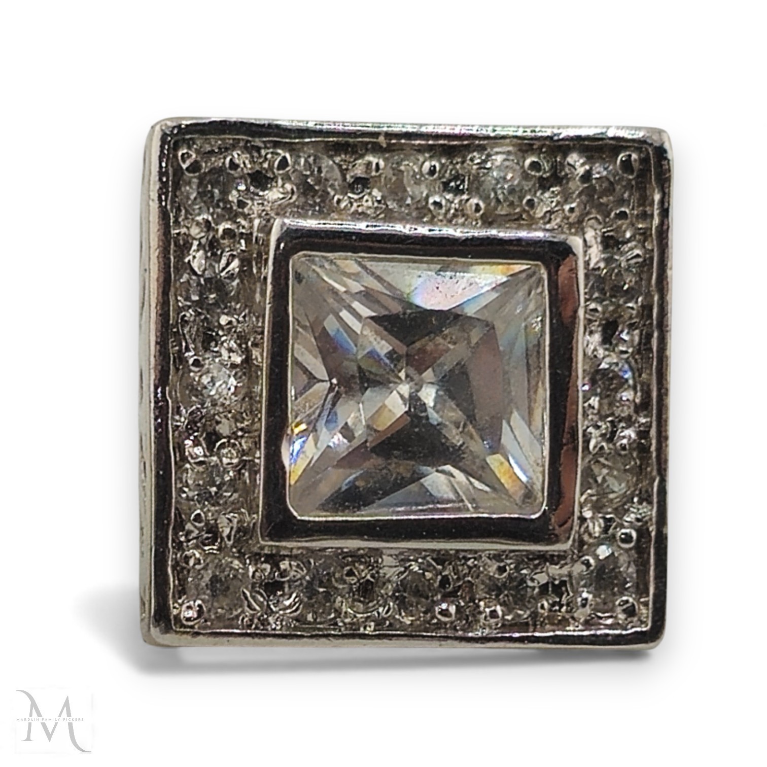 925 Silver Square Clear Gem Stud Earrings 5g Sparkling Classic Everyday Wear