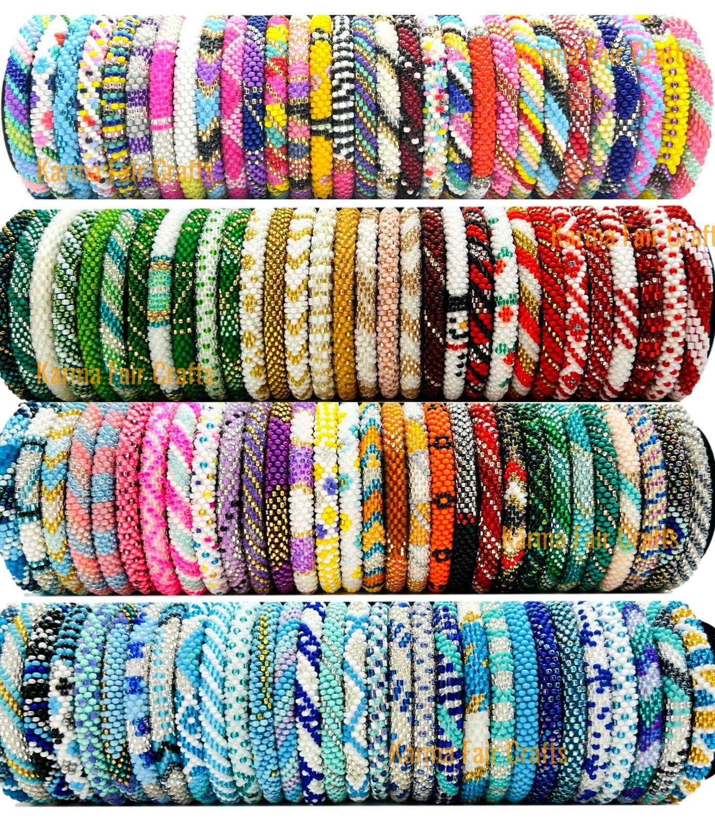 SALE-Wholesale Nepal Glass Beaded Bracelets. 100 pieces. Premium Random Colors.