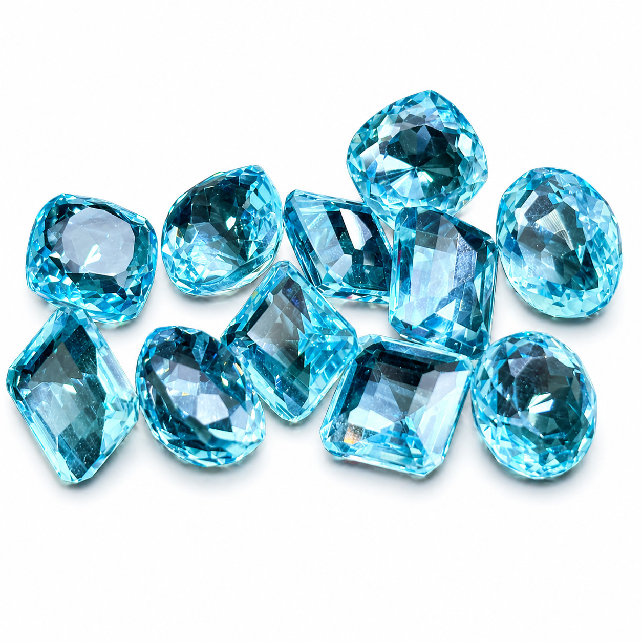 CERTIFIED 100 Ct Natural Blue Aquamarine Mix Shape Rare Mix Lot Loose Gemstone