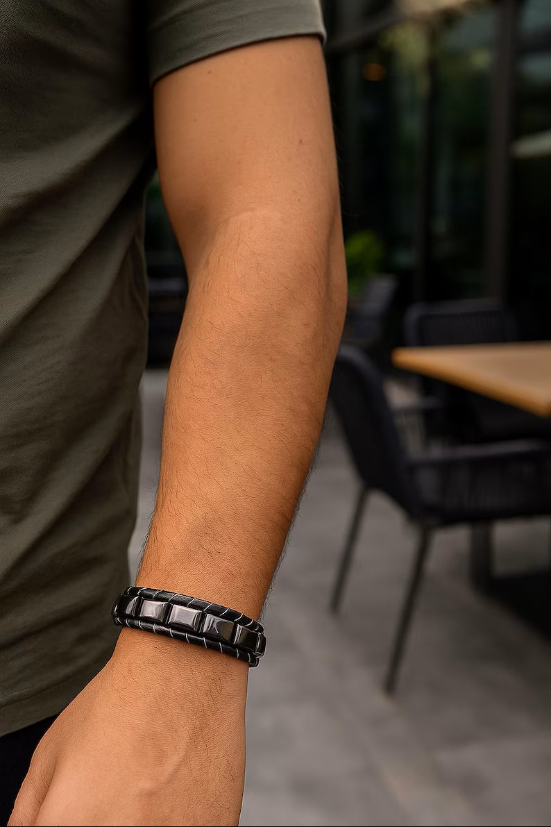 Genuine Stylish Hematite Stone Bracelet for Men Protection Healing Crystal Gift