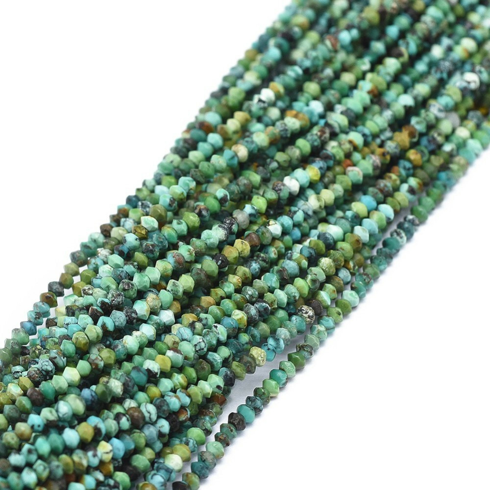 Natural Turquoise Faceted Rondelle Beads Strands Size: about 1.5~1.8mm 15.3 inch