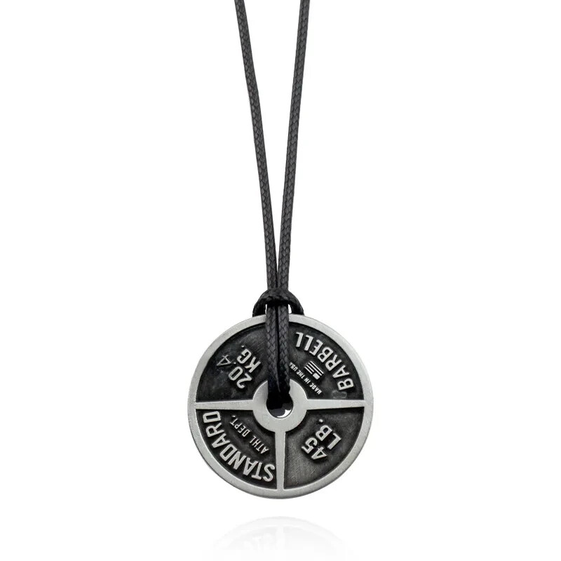 Weight Plate Men’s Fitness Gym Necklace Barbell Dumbbell Pendant Weightlifting