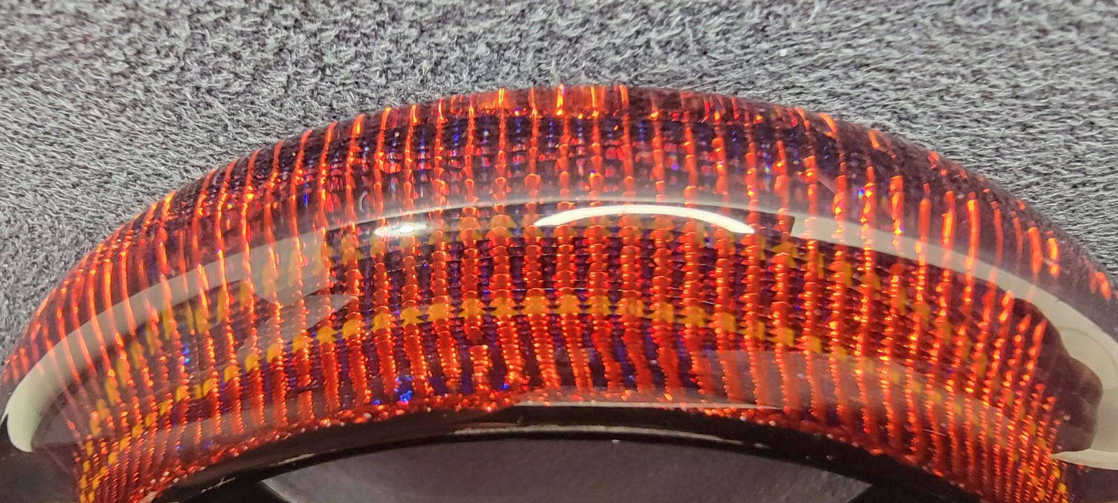 VTG 60s Pop Art Lucite Bracelet Red Blue Striped Foil Backed Chunky Bangle