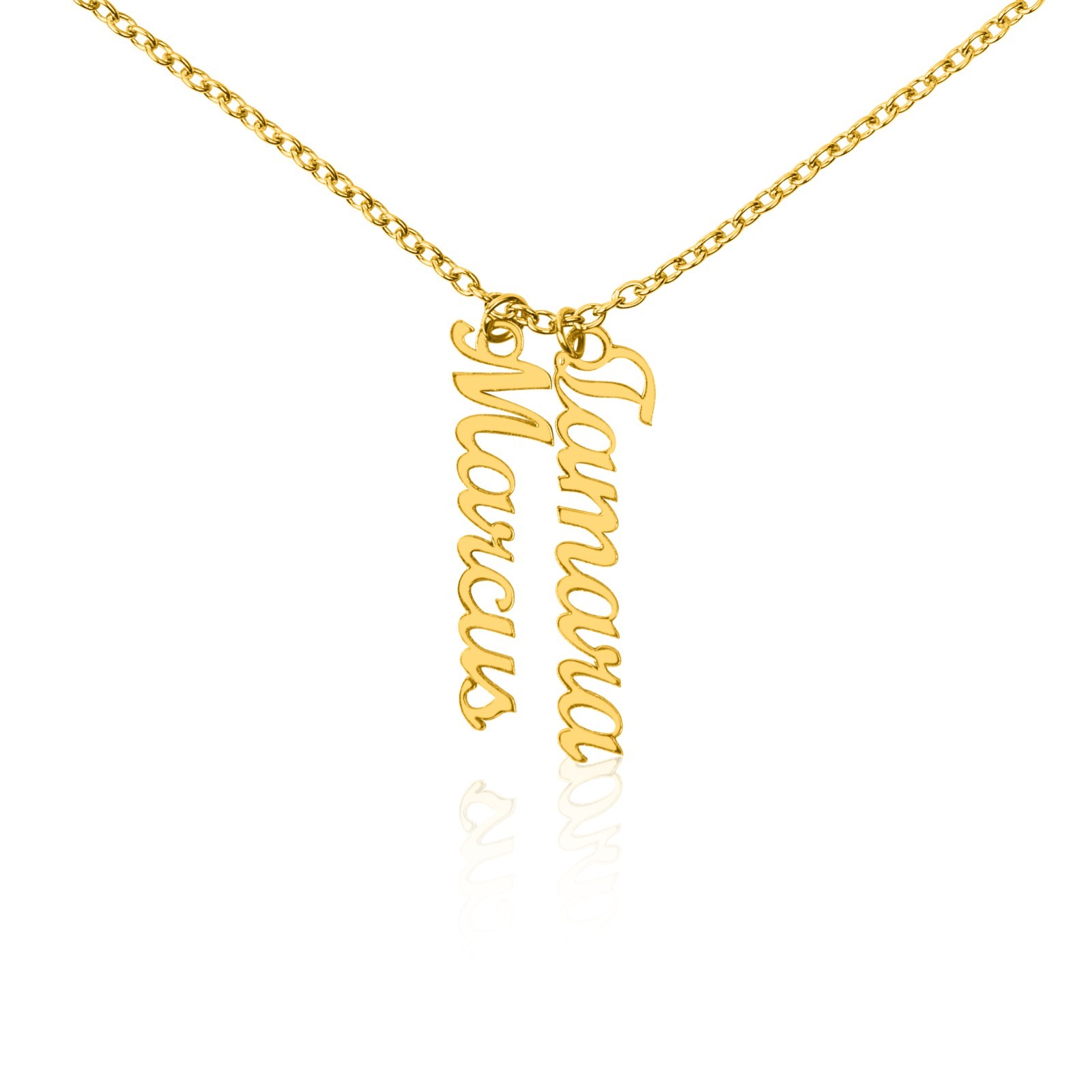 Personalized Vertical Name Necklace Custom Script Pendant Gift Box Silver Gold