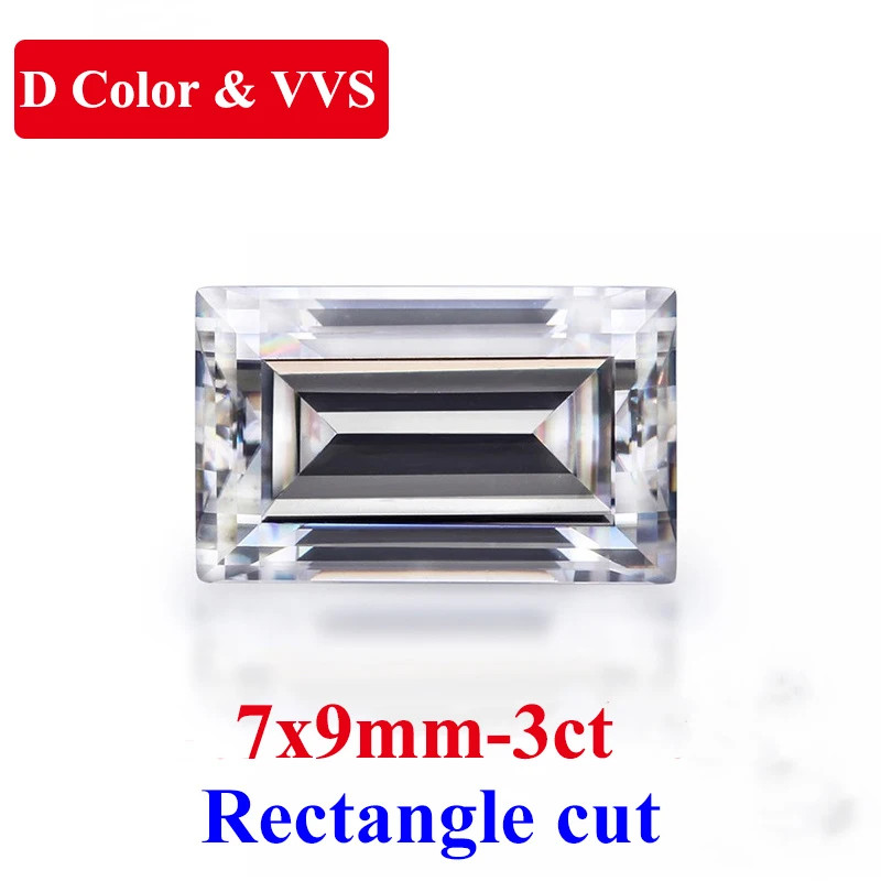 Baguette/Rectangle Cut Moissanite Loose Stones D Color VVS1 Full Size Gemstones