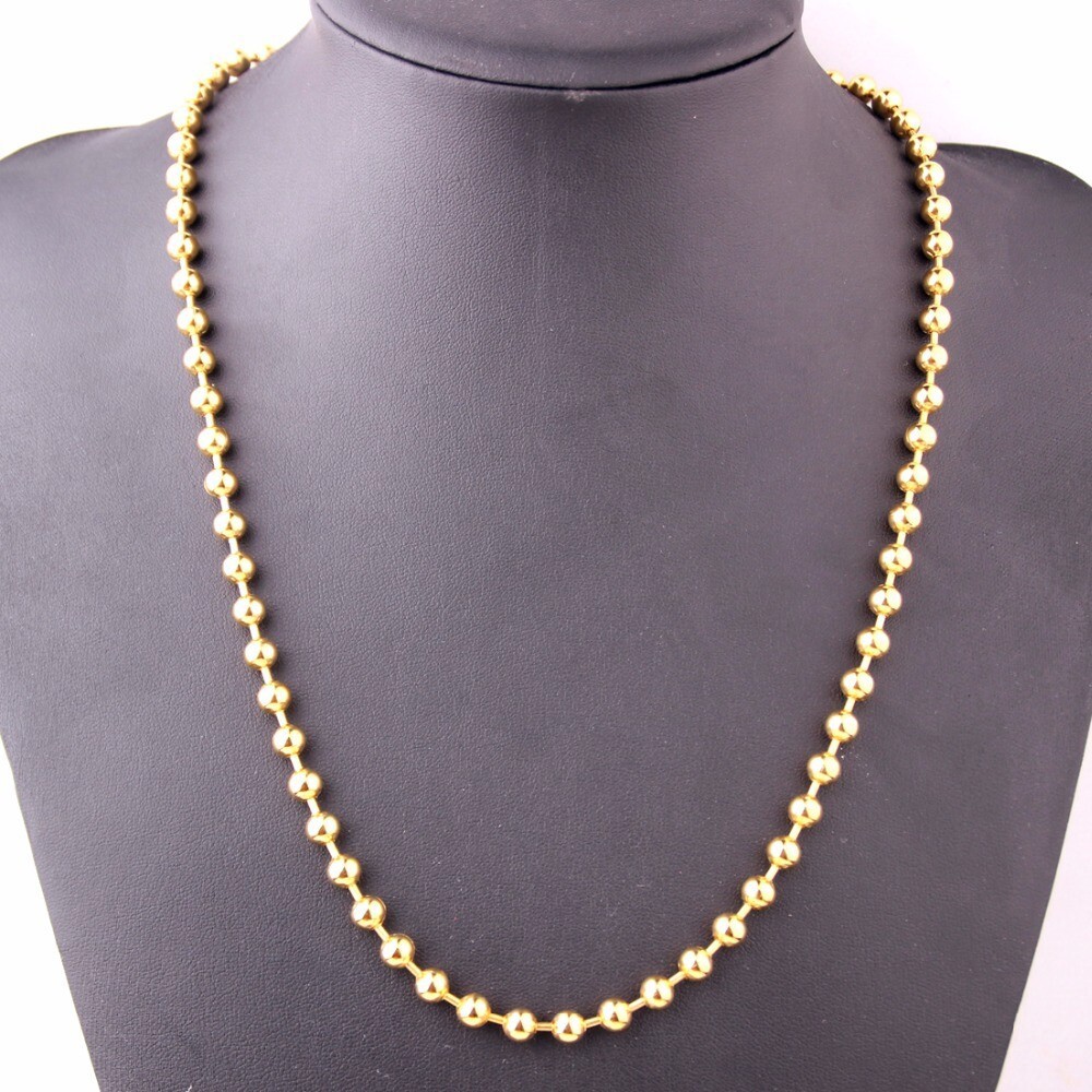 1.5-12mm Wholesale Stainless Steel Gold Bead Ball Chain Necklace Unisexs Link