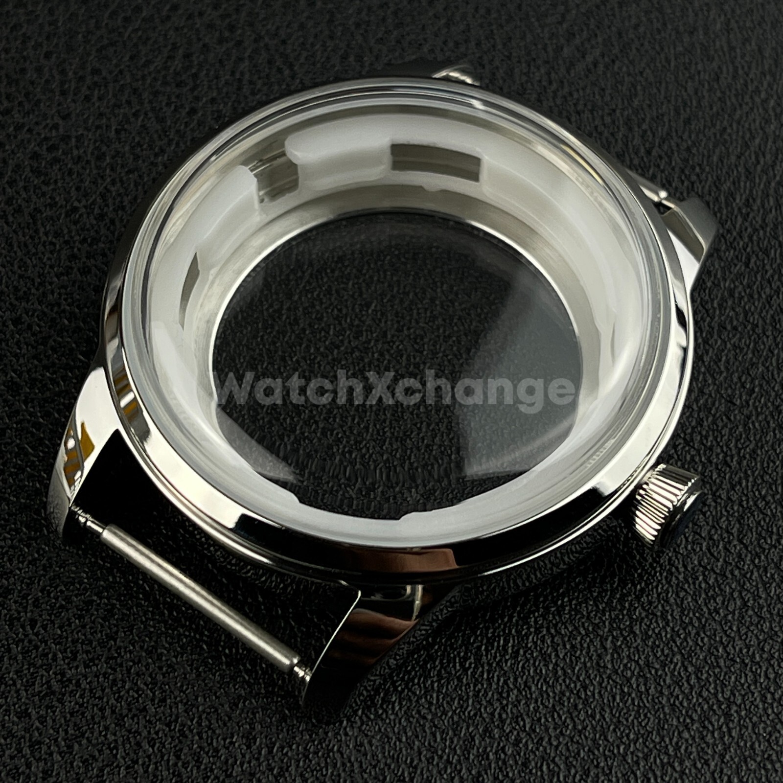 40mm Silver Cocktail Arched Glass Stainless Steel Watch Case For Seiko NH35 NH38