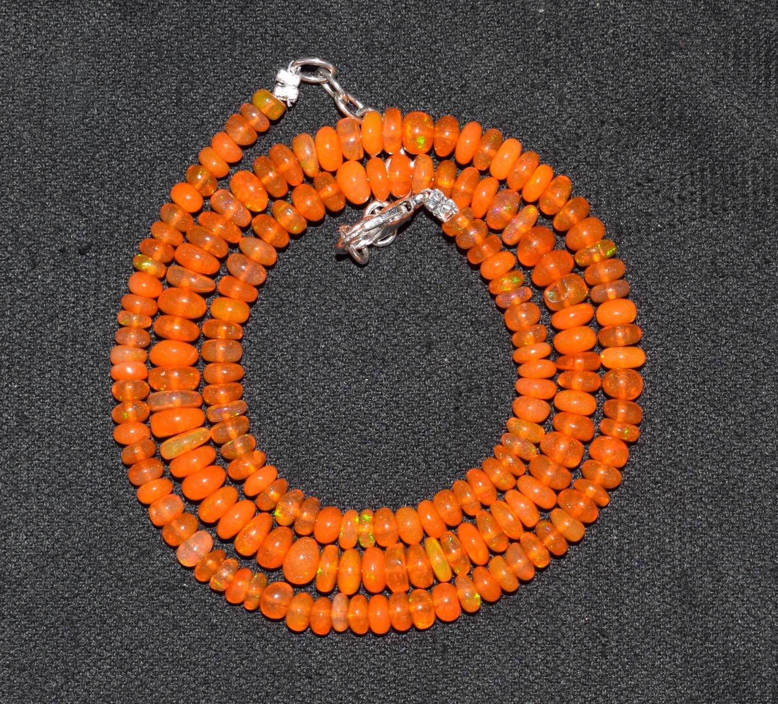 16”Natural Ethiopian Opal Wello Fire Opal Gemstone Beads Necklace AF0402