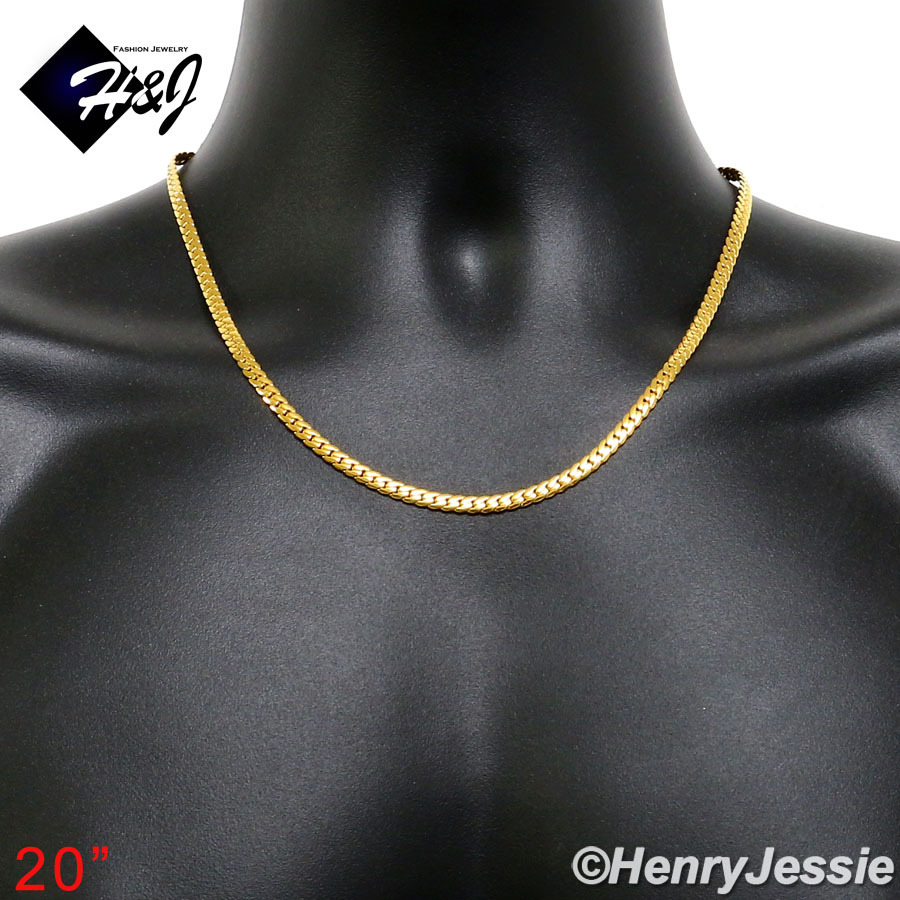 18-40″MEN Stainless Steel 3/4/5/6/8mm Gold Plated Miami Cuban Chain Necklace*155