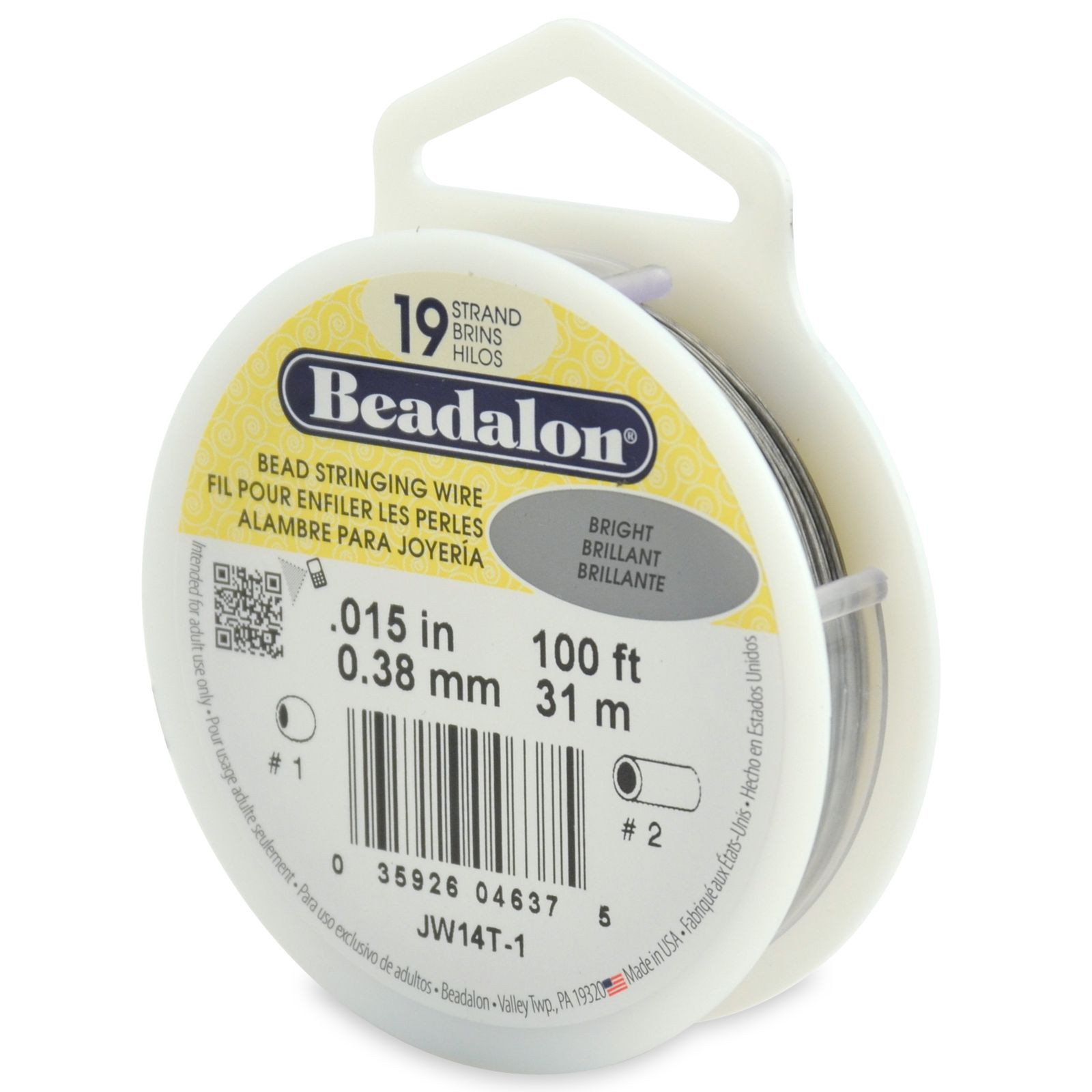 Beadalon Bead Stringing Wire 19 Strand 30/100 FT. BRIGHT Various Sizes + Colors