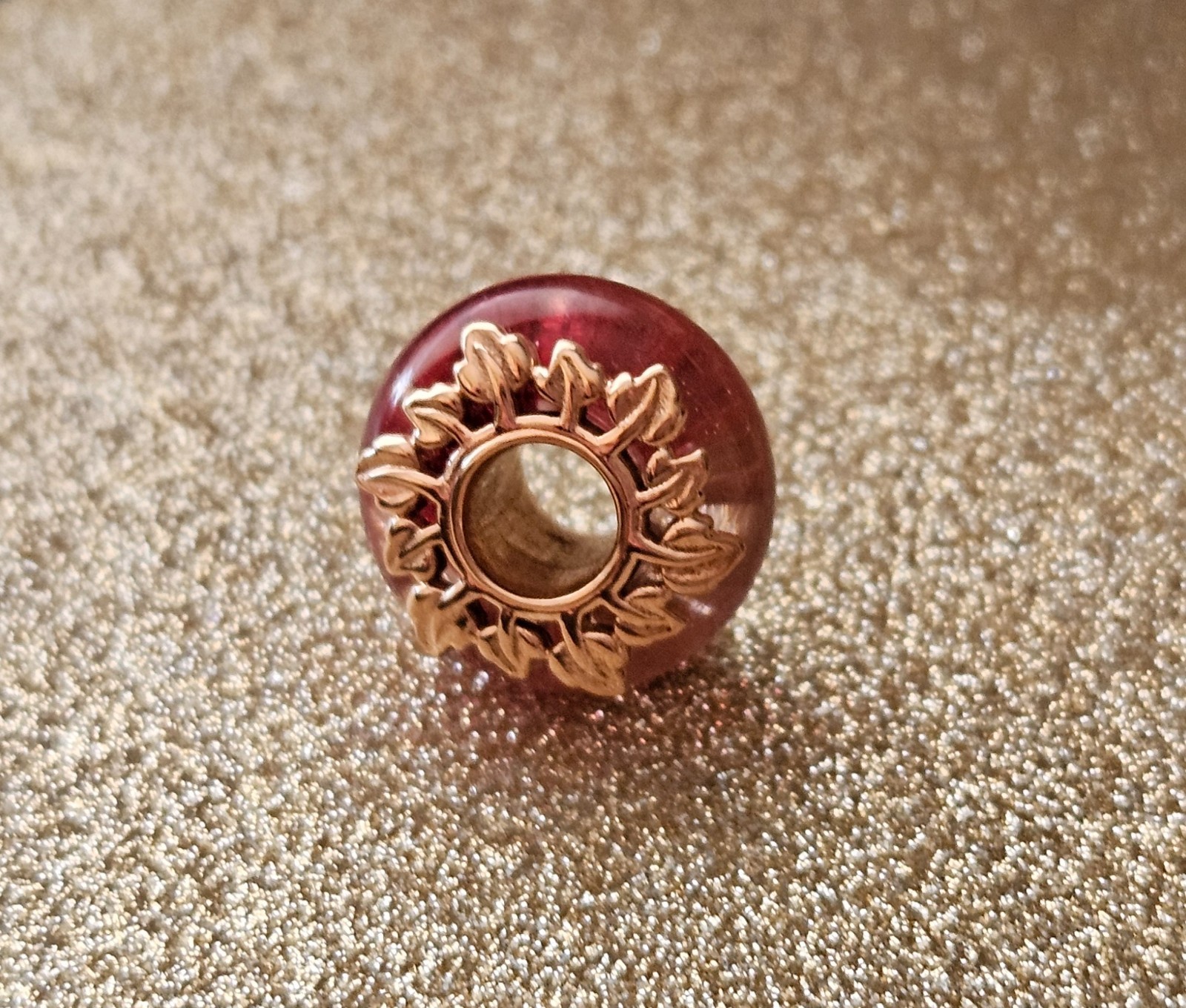 Authentic Pandora Pink Leaf Gold Charm
