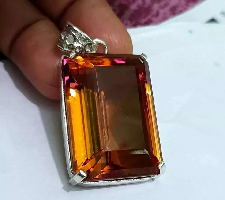 Natural Alexandrite Color Change LG Gemstone 90.30 Ct+ 925 Solid Silver Pendant