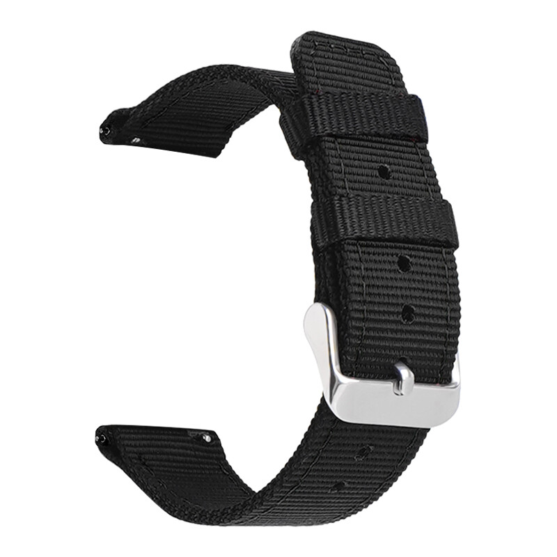 Stitching Black Nylon Strap Canvas Fabric Watch Band 20 22 18 24mm Generic Belt