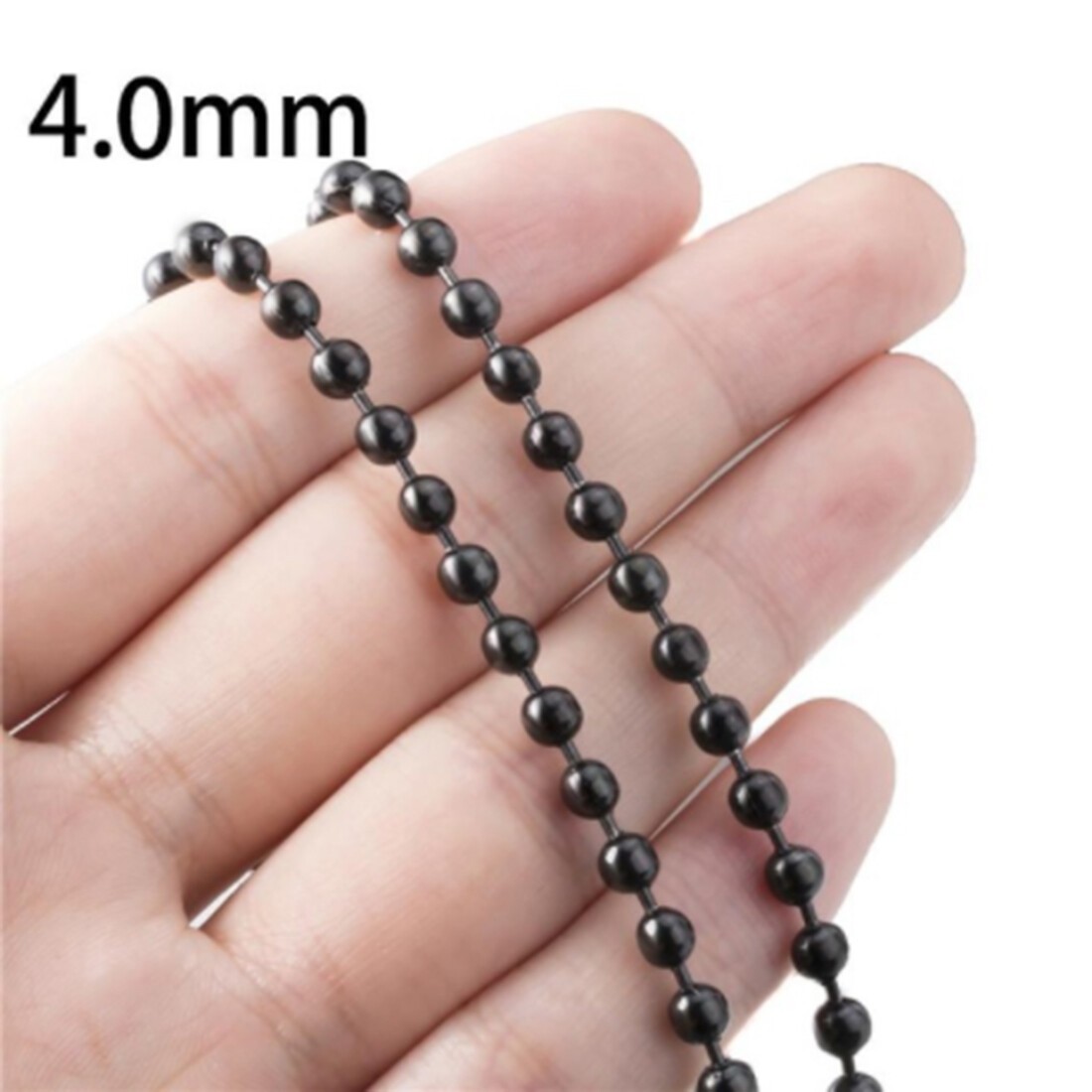 1.5-12mm Men Stainless Steel Round Ball Bead Chain Black Necklace Bracelet Link
