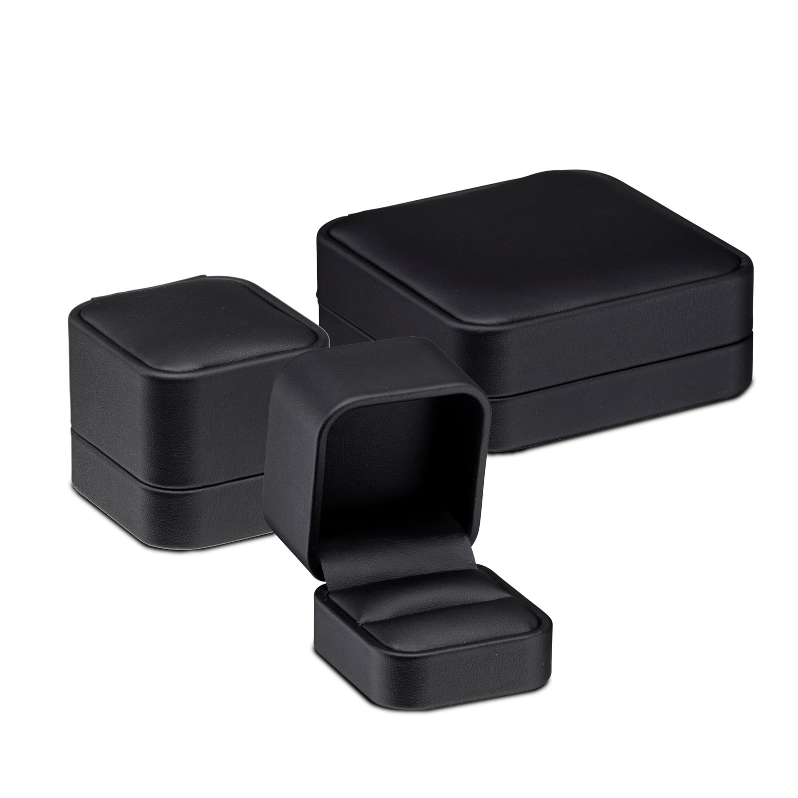 ALLURE – Rich Leatherette T-Style Earring Box, Premium Black Luxury Diamond T…