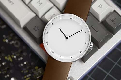 Mens Watches Ultra-Thin Minimalist Waterproof Fashion Simple 521-Silver Brown