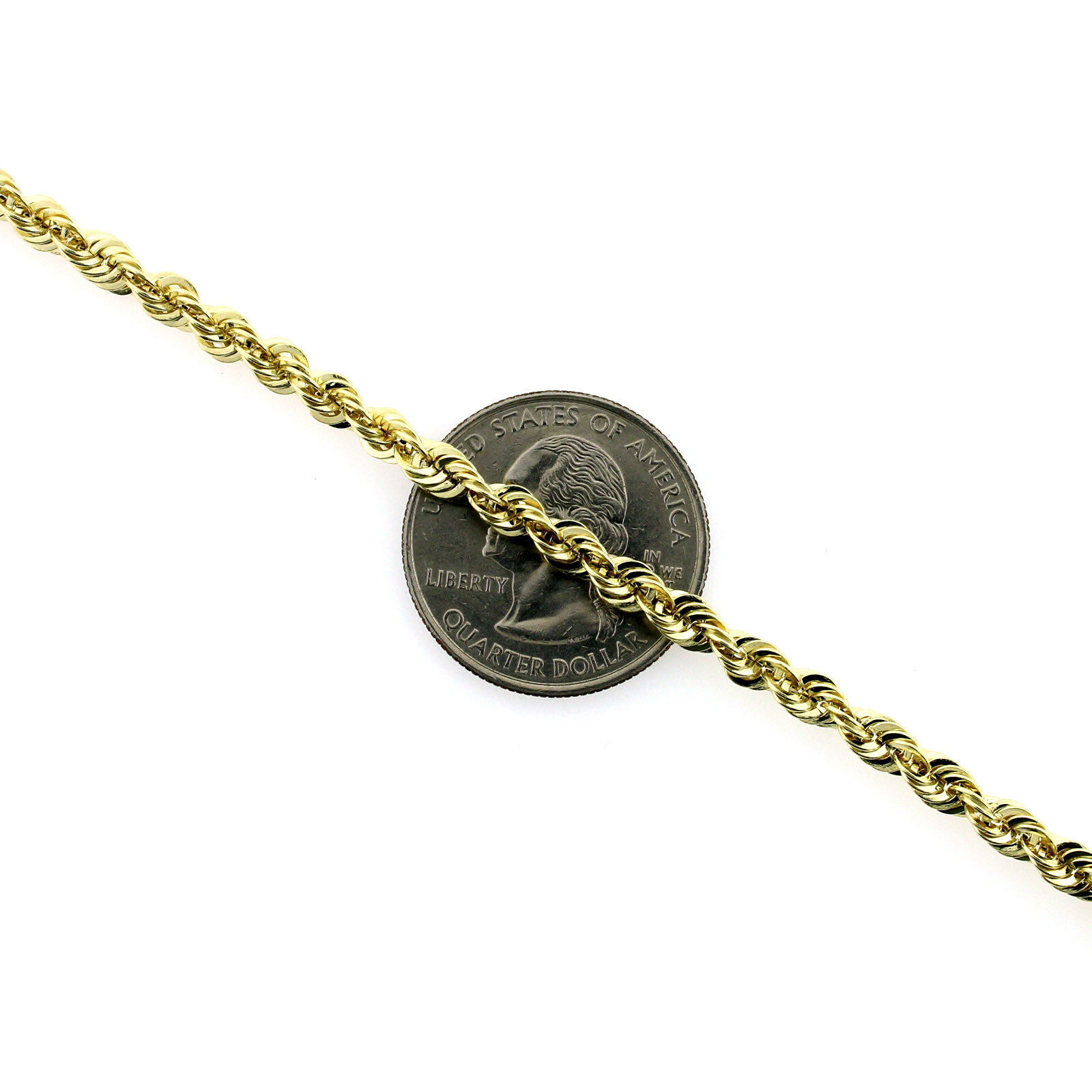 10K Yellow Gold 2mm-6mm Diamond Cut Rope Chain Necklace or Bracelet 16″ – 30″