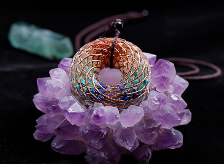 Rodin Coil & Orgone Pendant Necklace for Meditation, Reiki Energy Necklace, Chak