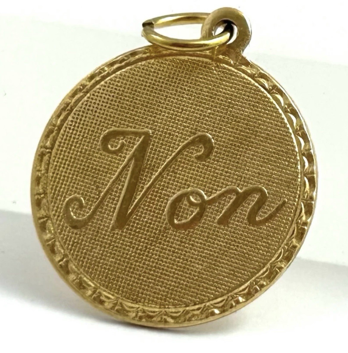 Vintage French Non Charm No Necklace Pendant Brass Metal Jewelry