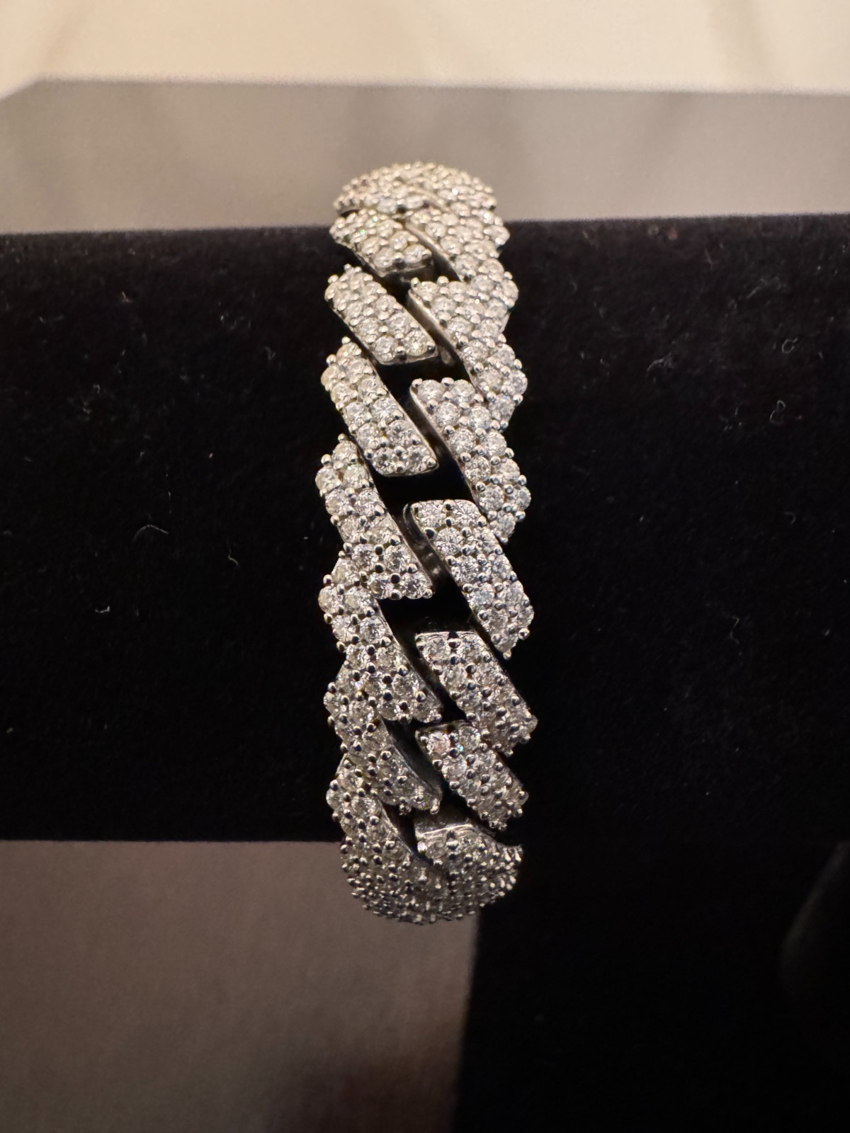 12mm VVS Moissanite Cuban Link Bracelet (Solid Silver)