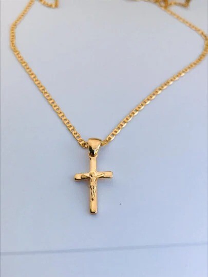 Crucifix Necklace 14K Pendant Chain GF Charm Gifts Religious Elegance Stelish