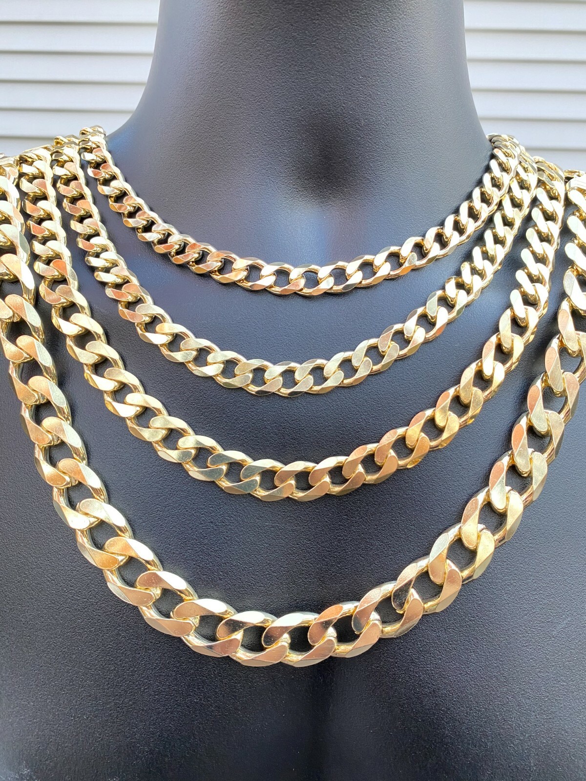 Solida Plata 925 Bañada Oro de 14k Cadena o Pulsera Estilo Miami Cuban