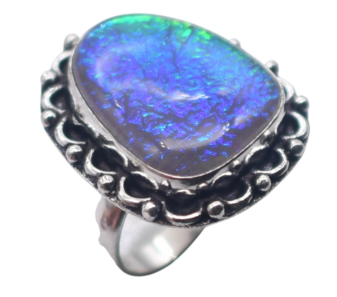 Australian Triplet Opal Natural Gemstone Antique Ring US Size-7.5 R 4938