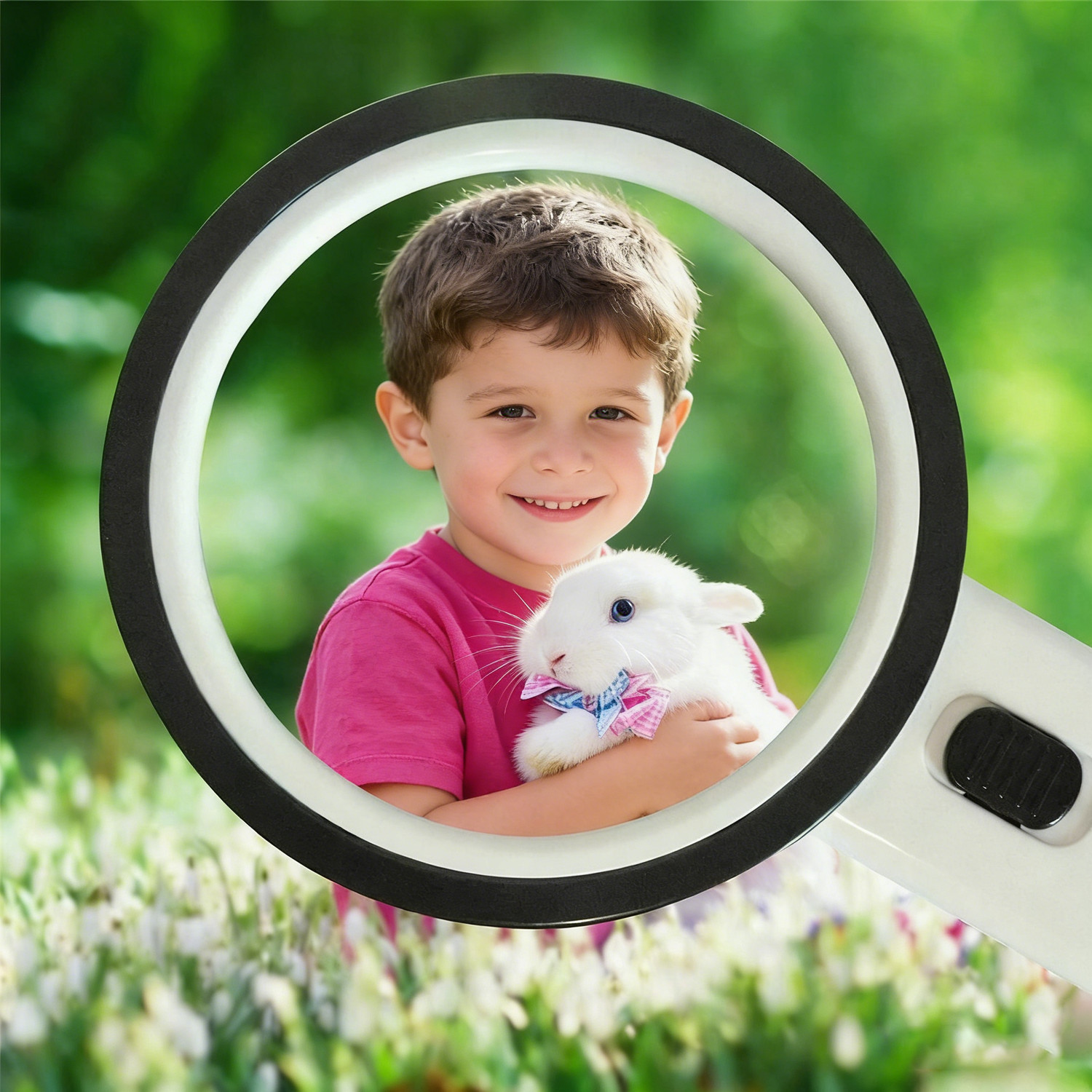 30X Jumbo Handheld Magnifying Glass w/ 12 Bright LED Light Illuminated Magnifier