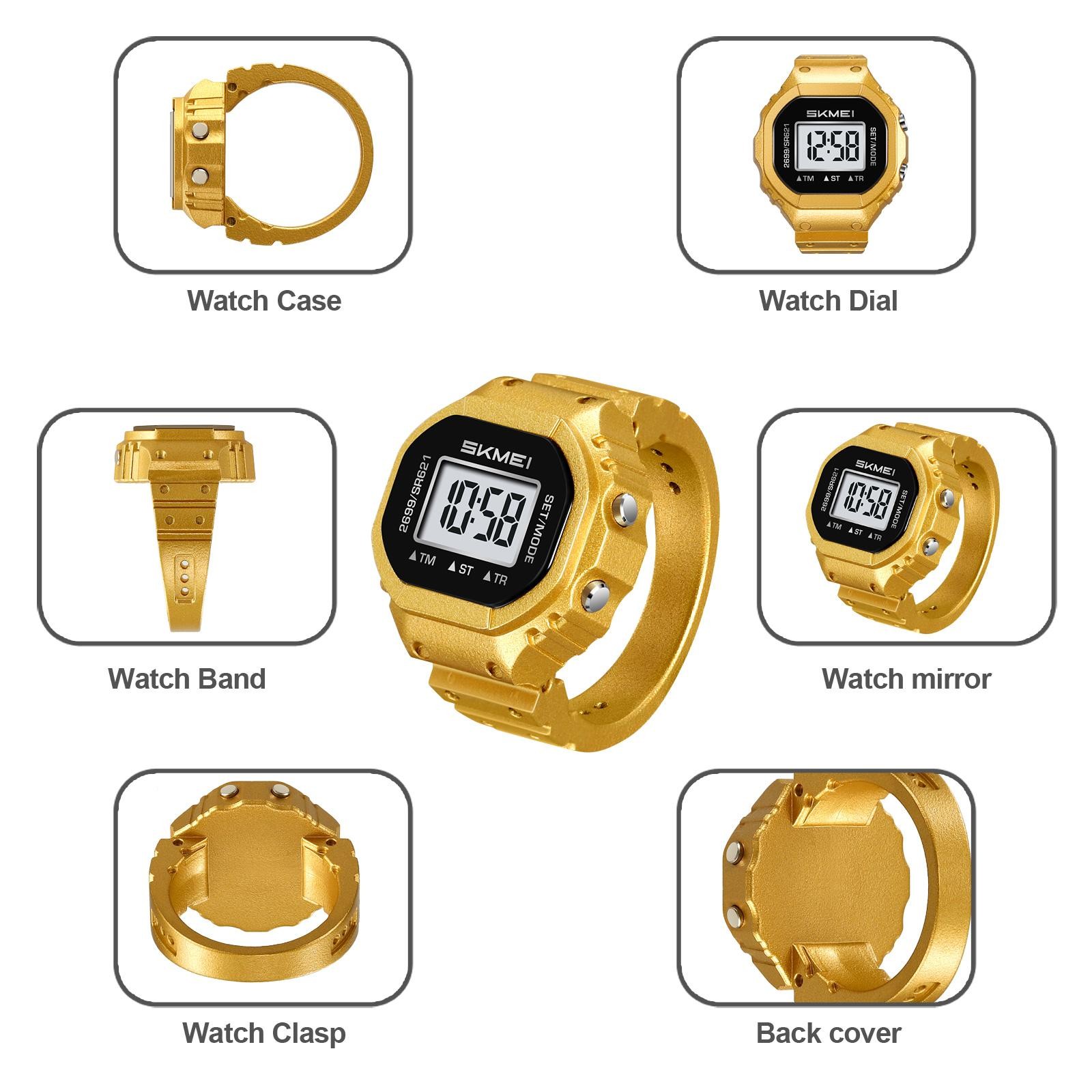 SKMEI 2699 Women’s Ring Watch LED Digital Chronograph Party Jewelry Finger Watch