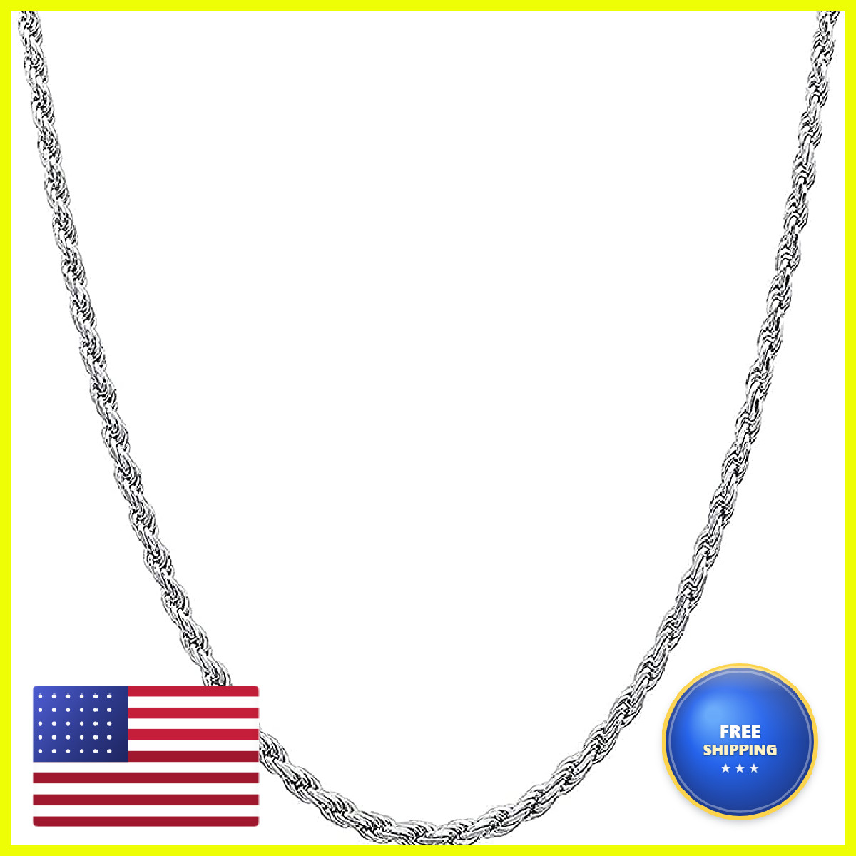 Verona Jewelers Sterling Silver Diamond-Cut Rope Chain Necklace 2Mm 2.5Mm 3Mm-