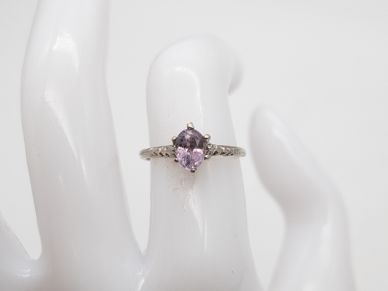 $2400 CERTIFIED 1ct NO HEAT Natural PINK PURPLE Sapphire 14k White Gold Ring