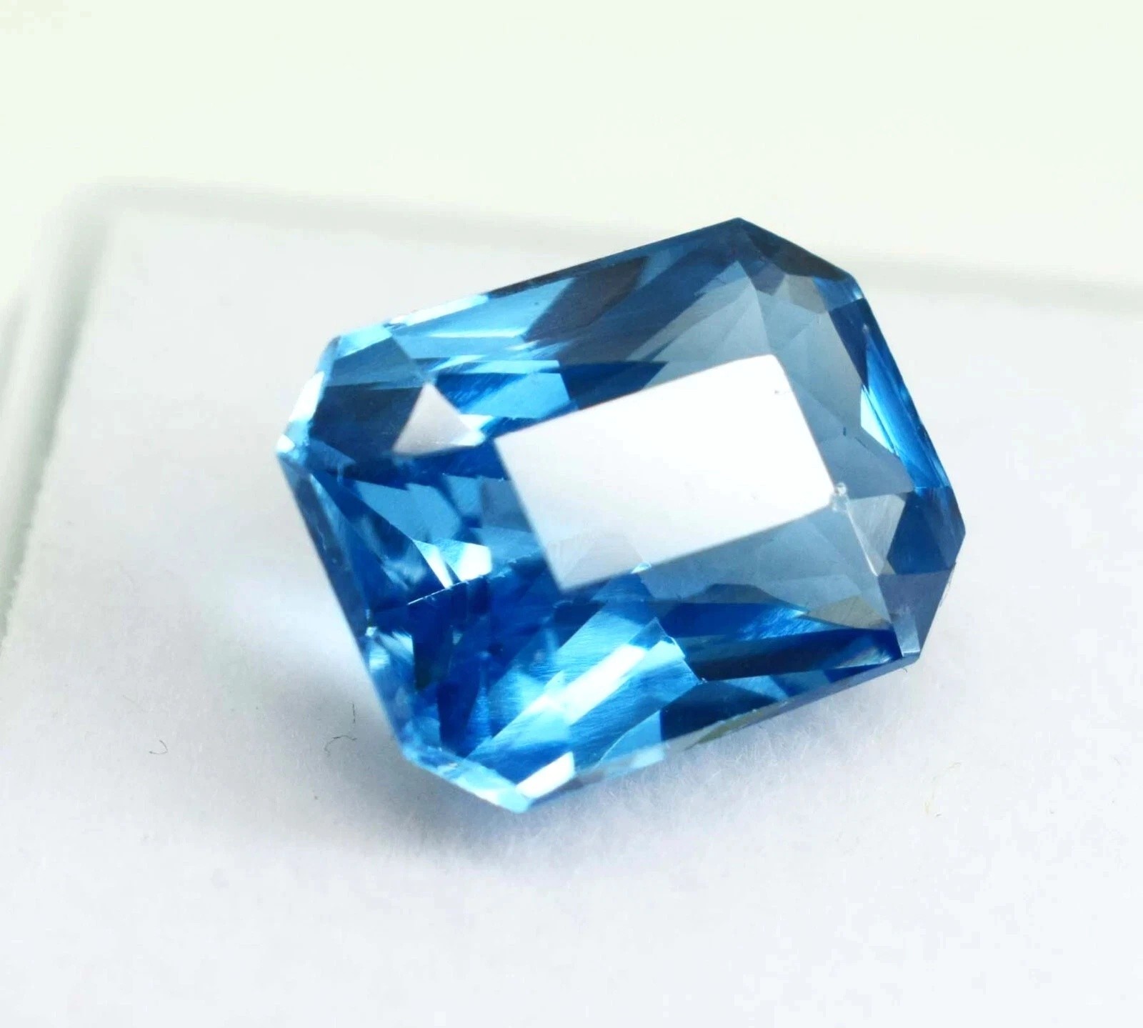 8.75 Ct Lab-Created Santa Maria Blue Brazilian Aquamarine Emerald Cut Loose gems