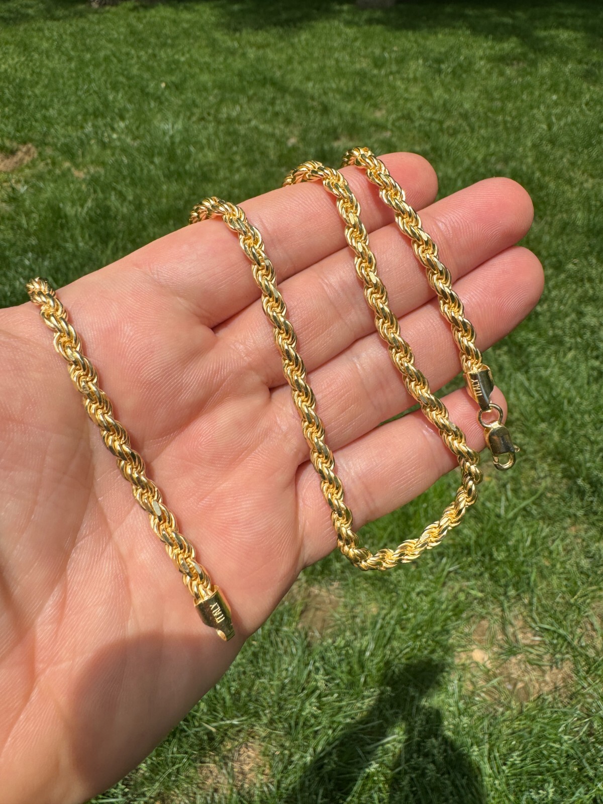 Men’s Women’s Real 14k Gold Plated Solid 925 Sterling Silver Rope Chain 1.5-5mm