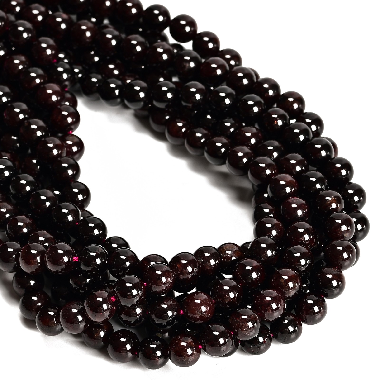 03- Natural Red Garnet Smooth Round Beads 6.5-7mm 8.5-9mm 9.5-10mm 15.5″ Strand