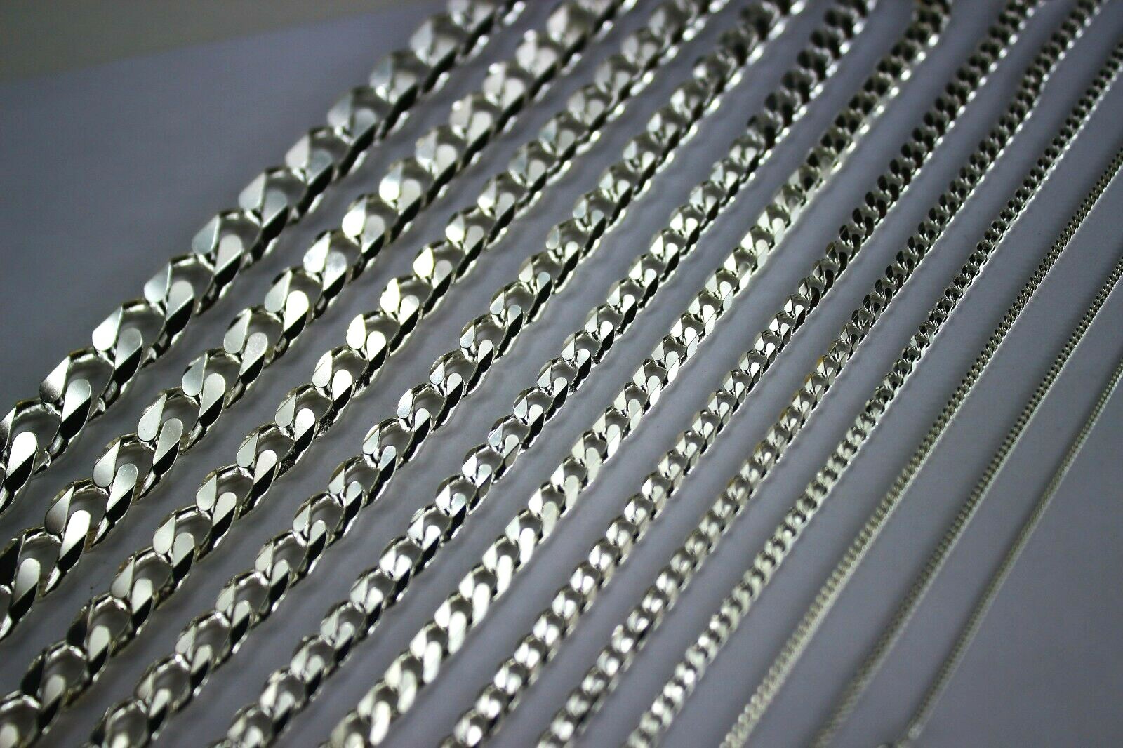 .925 Sterling Silver Cuban Curb Link Chain Necklace 1mm~15mm Men Women 16″~40″