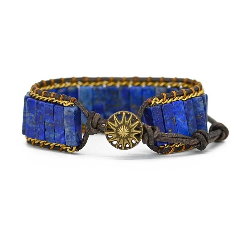 Dark Blue Natural Lapis Lazuli Vintage Handmade Healing Unisex Men Boys Bracelet
