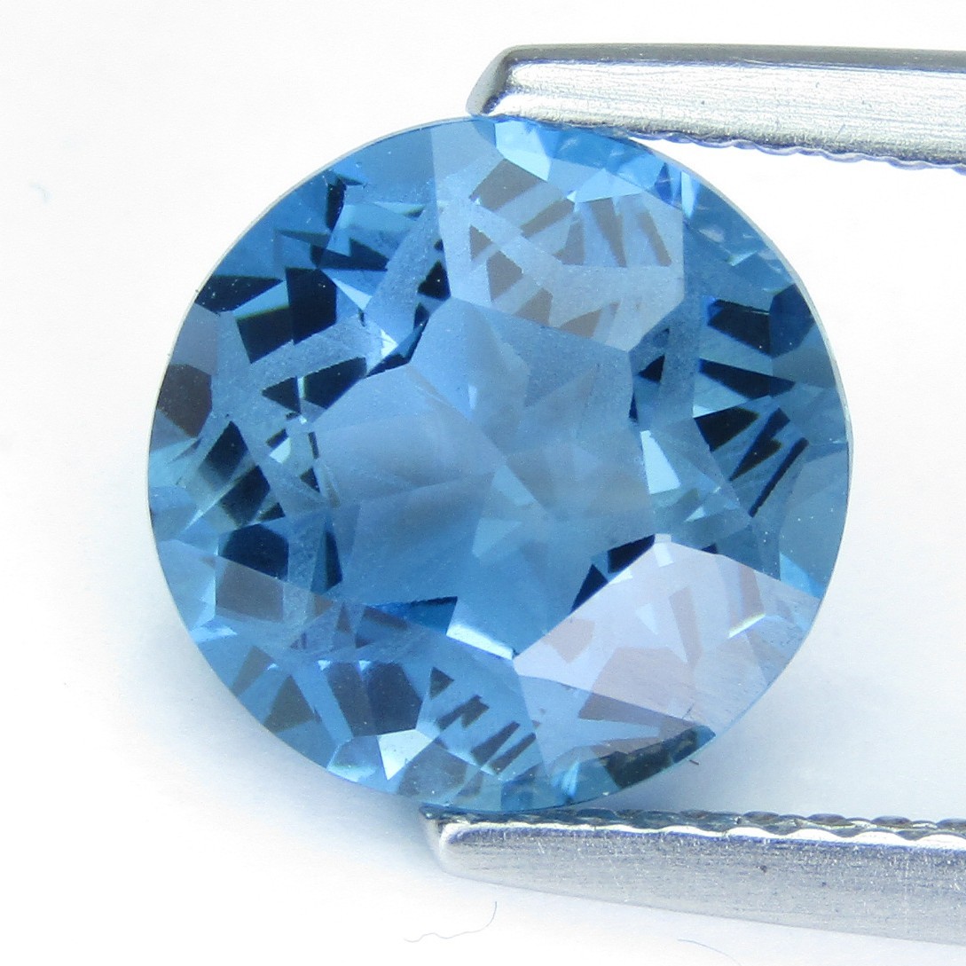 3.18Cts Winsome Natural Swiss Blue Topaz 9mm Round Precision Cut Loose Gemstone