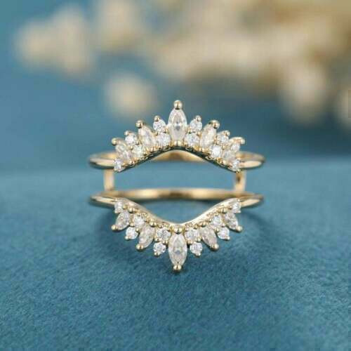 1CT Lab Created Diamond Enhancer Guard Wrap Ring 14K Yellow Gold Finish