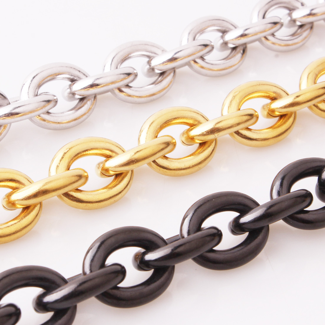 7″-40″ Stainless Steel Huge 8/11/13/15mm Rolo Oval Link Men’s Chain Necklace