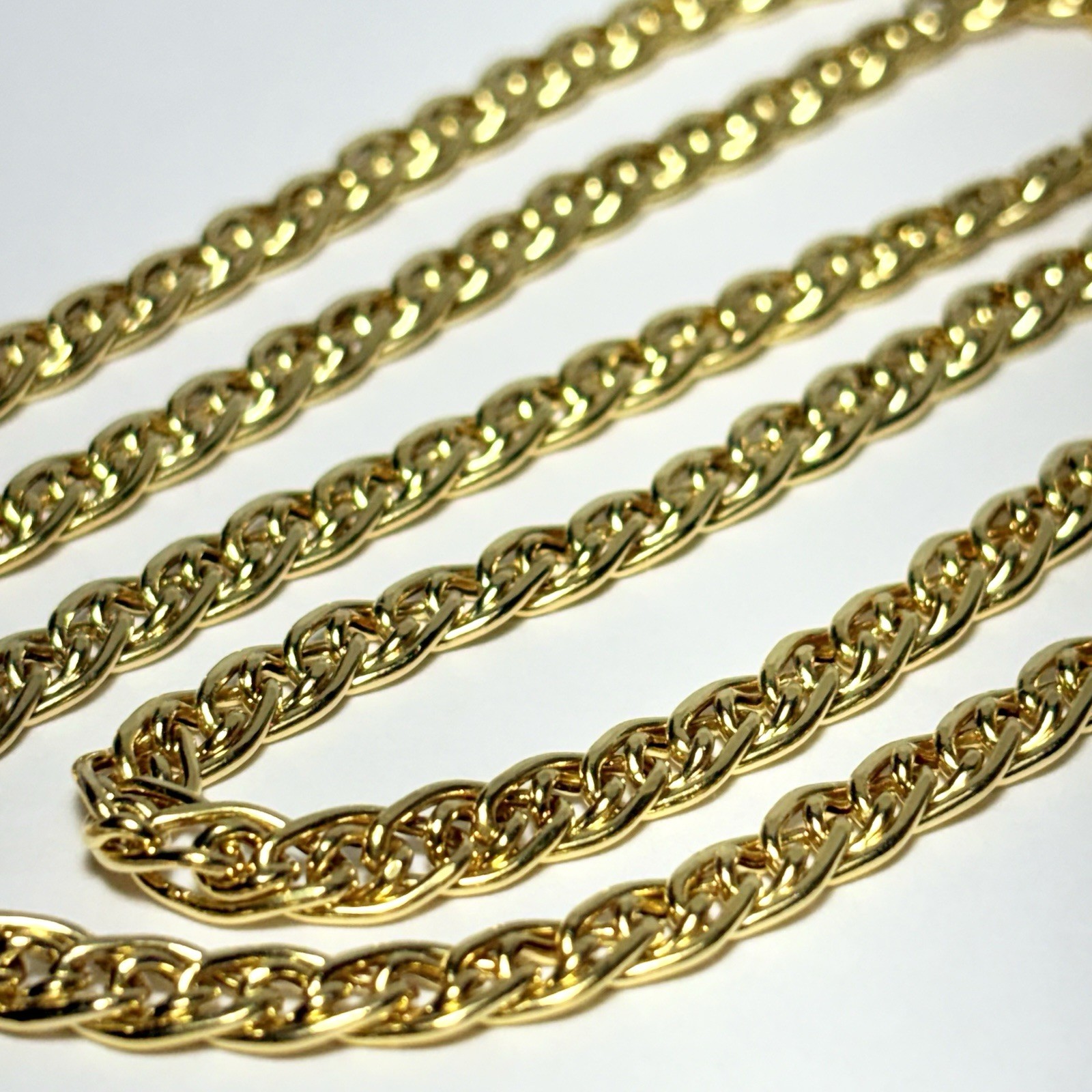 Italy 14K Yellow Gold Nonna Double Curb Link 4.5mm 28″ Chain Necklace 13.6g