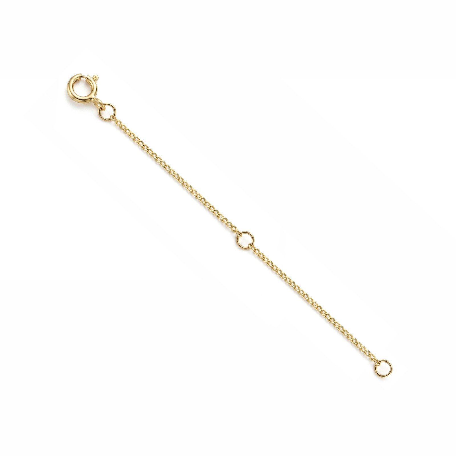 14k Solid Yellow Gold 0.8mm Curb Extender With additional Jump Rings