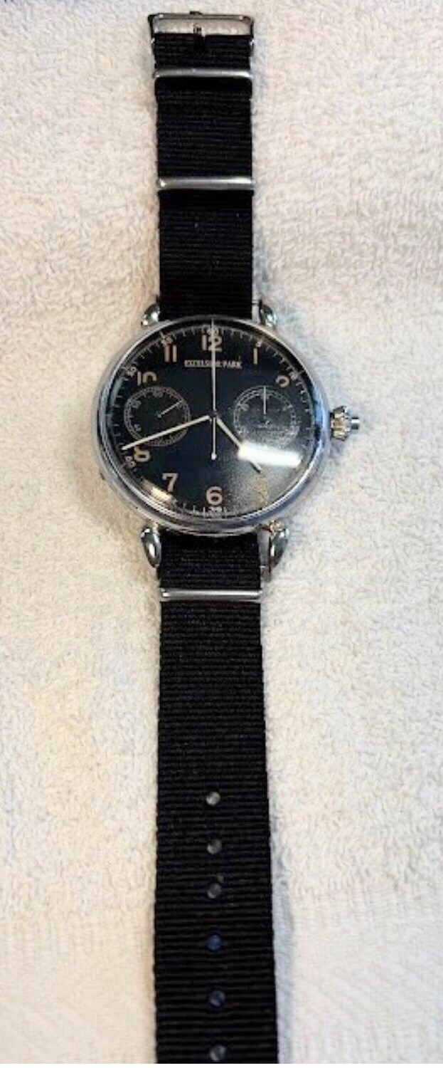 Antique Excelsior Park Chronograph Watch Black Dial – 17JL Swiss Made 1920-1930s