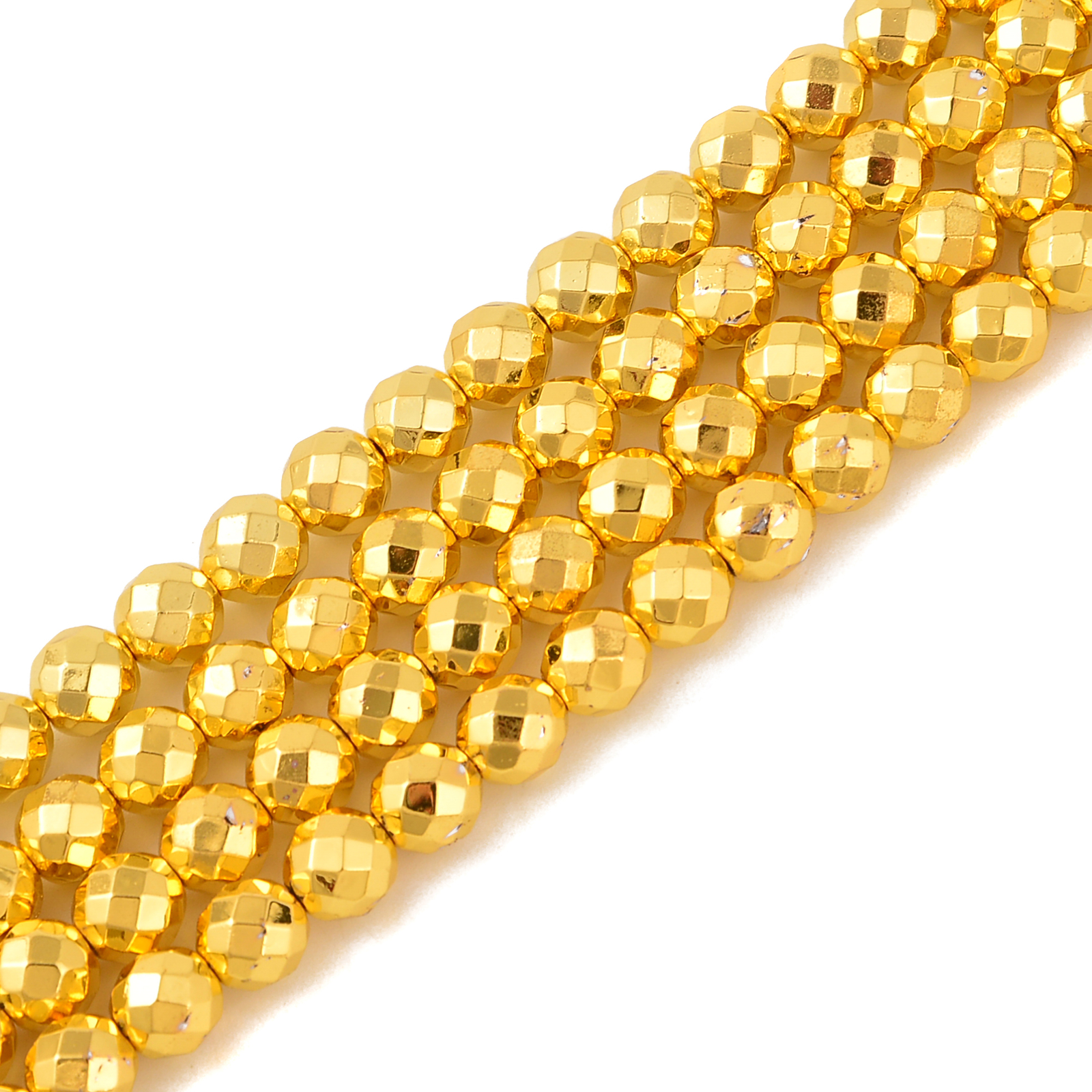 Titanium Gold Hematite Faceted Round Beads 2mm 3mm 4mm 6mm 8mm 10mm 15.5″ Strand